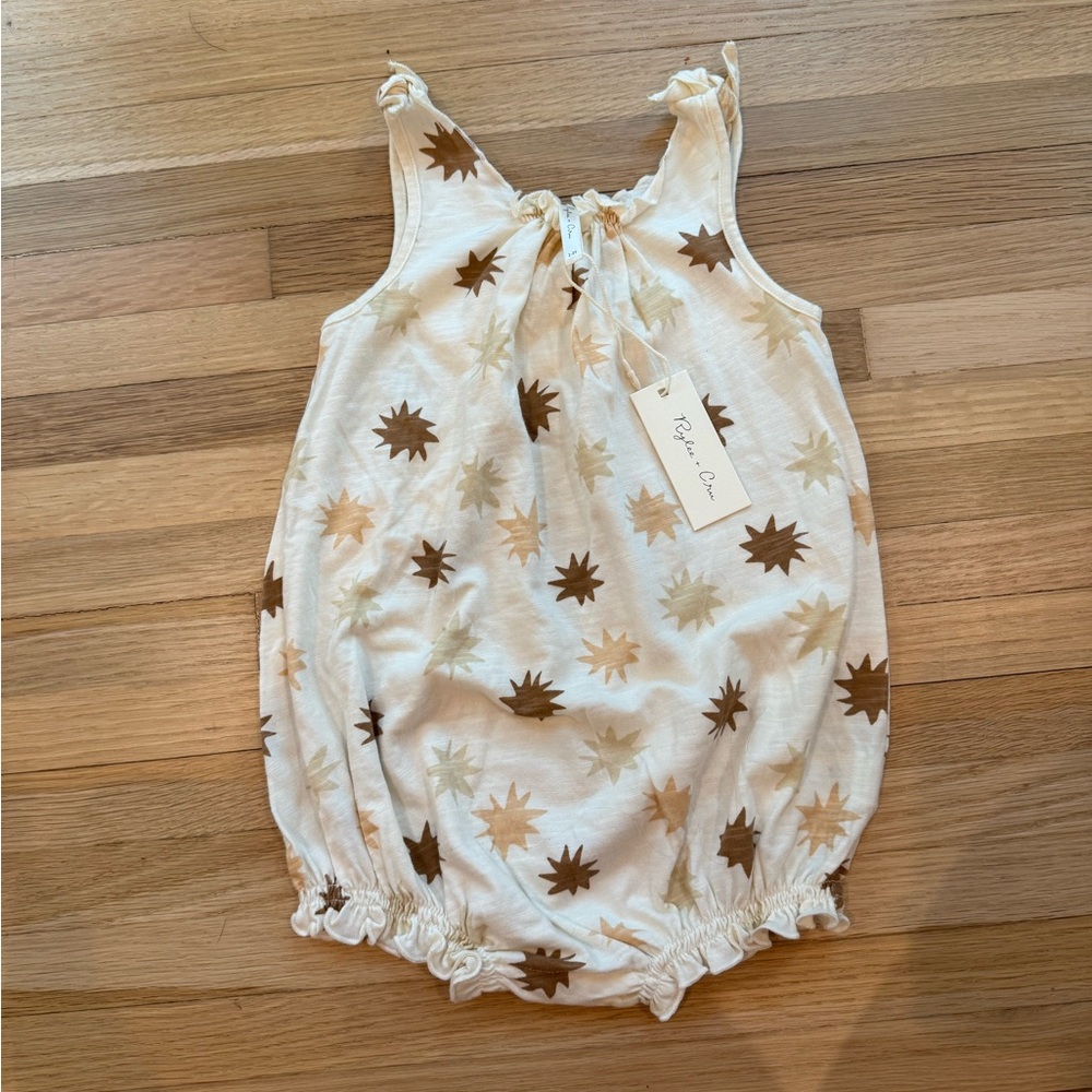Rylee & Cru Sunburst Shoulder Tie Bubble Romper